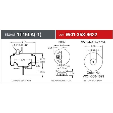 Firestone Air Spring, Suspension, 1T-Reversible Sleeve W013589622